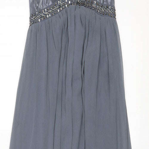 Little Mistress Womens Grey Polyester Ball Gown Size 12 Round Neck Pullover