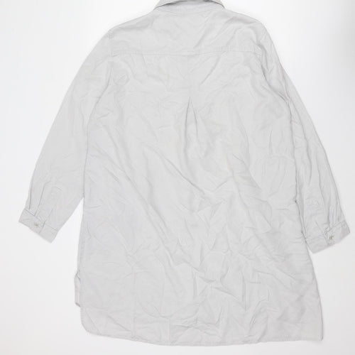 Zara Womens Grey Lyocell Shirt Dress Size XL Collared Button
