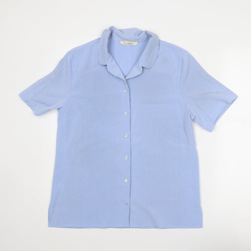 Isabelle Womens Blue Polyester Basic Button-Up Size 14 Collared