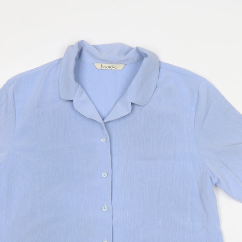 Isabelle Womens Blue Polyester Basic Button-Up Size 14 Collared
