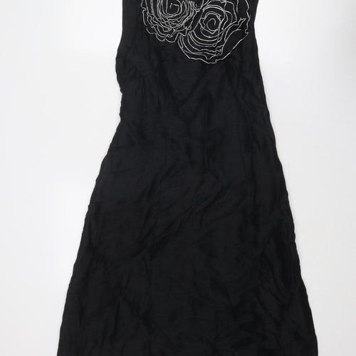 Monsoon Womens Black Polyester A-Line Size 10 Round Neck Zip