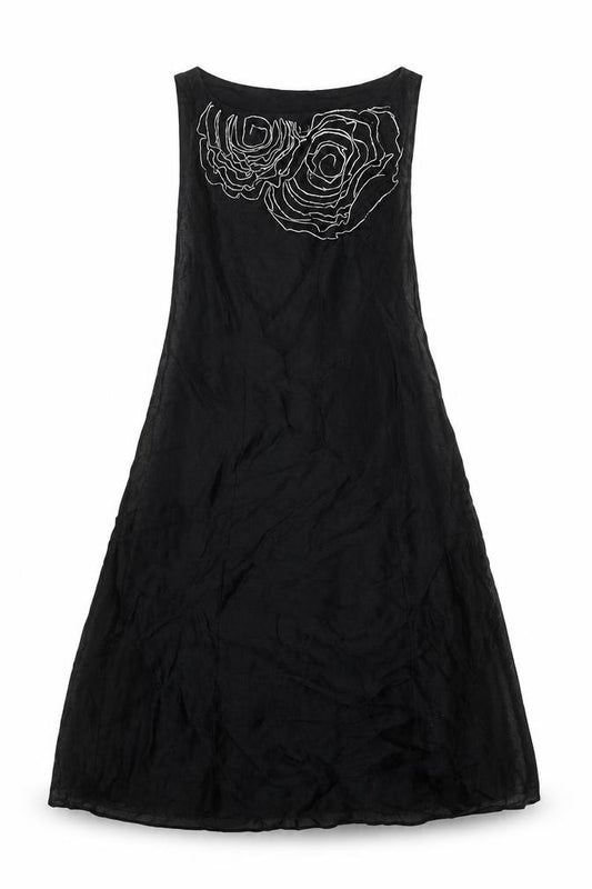 Front view of Monsoon women’s black polyester a-line, size UK 10, round neck zip