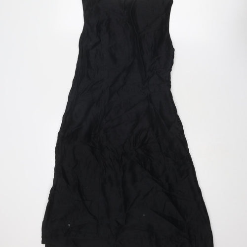 Monsoon Womens Black Polyester A-Line Size 10 Round Neck Zip