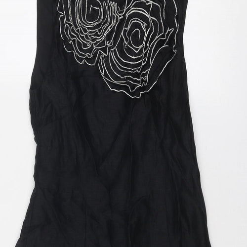 Monsoon Womens Black Polyester A-Line Size 10 Round Neck Zip