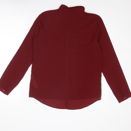 Stradivarius Womens Red Polyester Basic Button-Up Size M Collared