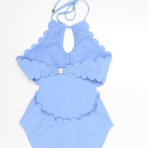 River Island Womens Blue Polyamide One Piece Size 10 - Scalloped