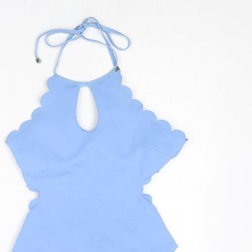 River Island Womens Blue Polyamide One Piece Size 10 - Scalloped