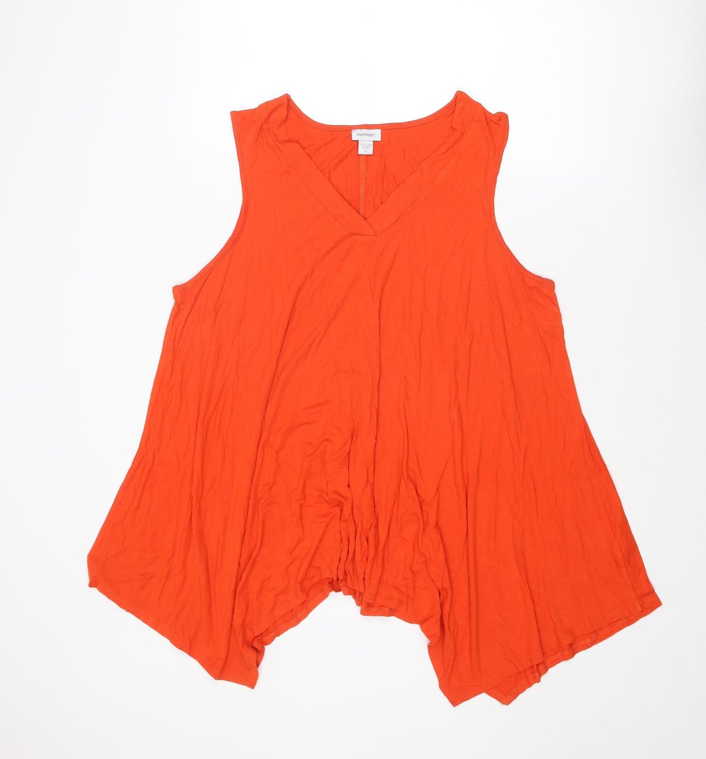 Avenue Womens Orange Viscose Basic Tank Size 20 V-Neck - Asymmetric