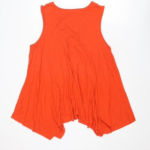 Avenue Womens Orange Viscose Basic Tank Size 20 V-Neck - Asymmetric