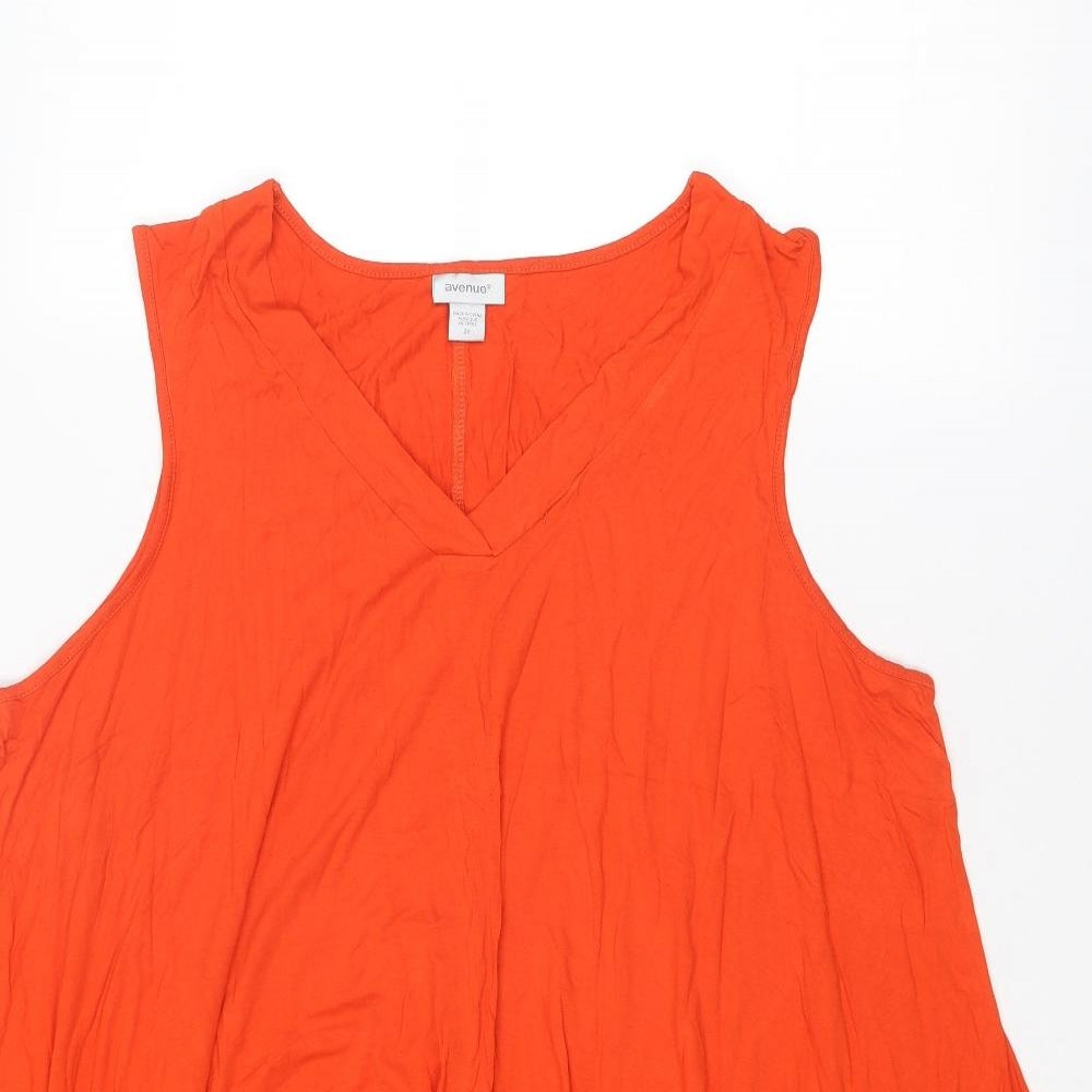 Avenue Womens Orange Viscose Basic Tank Size 20 V-Neck - Asymmetric