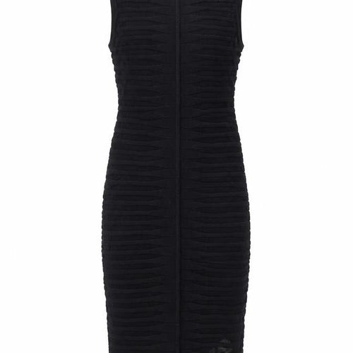 Bershka Womens Black Striped Viscose Bodycon Size XS Round Neck Pullover
