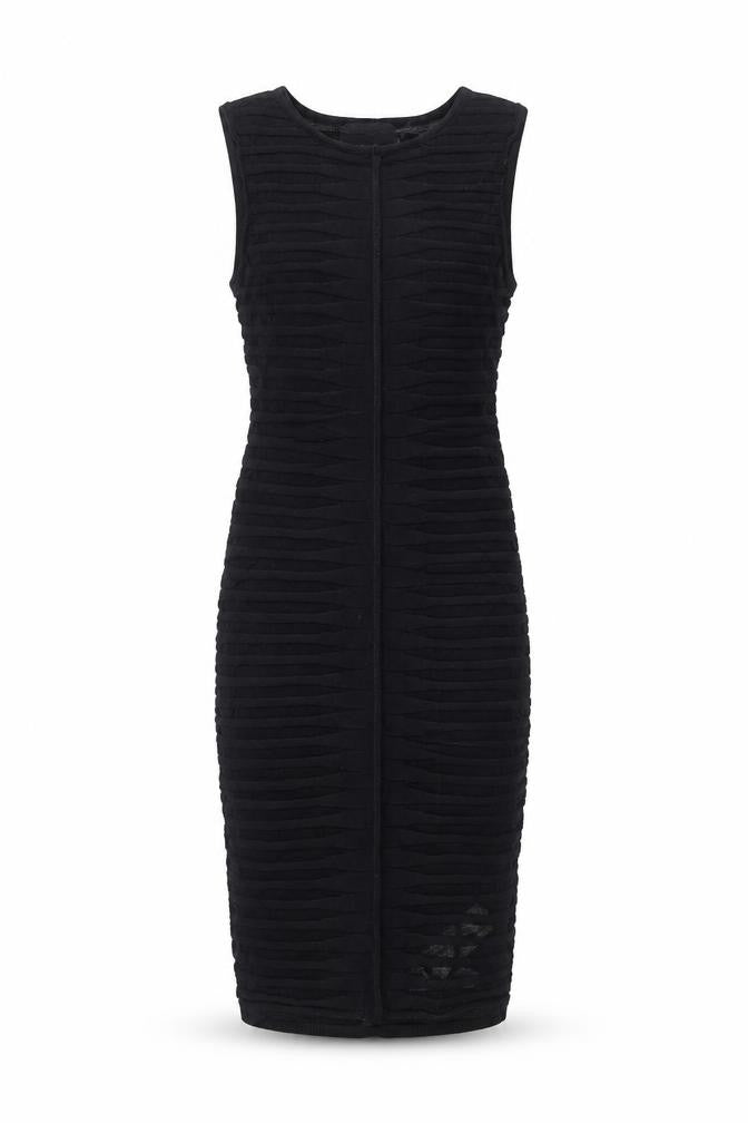 Bershka Womens Black Striped Viscose Bodycon Size XS Round Neck Pullover
