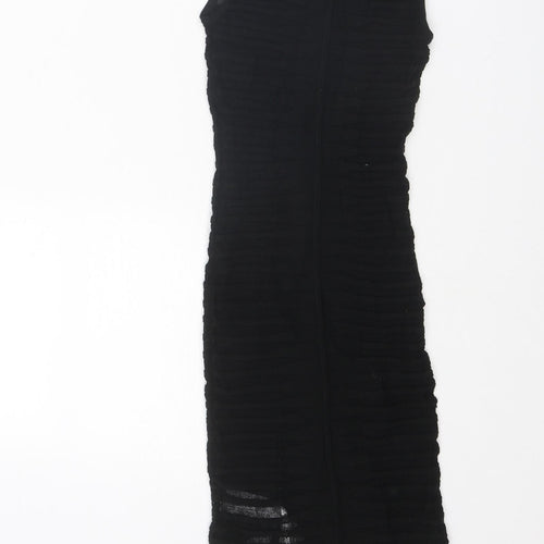 Bershka Womens Black Striped Viscose Bodycon Size XS Round Neck Pullover