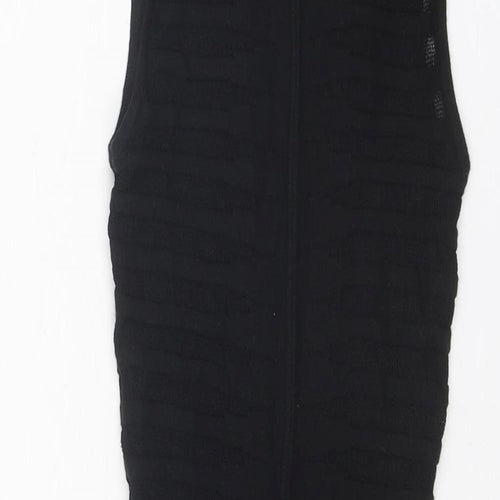 Bershka Womens Black Striped Viscose Bodycon Size XS Round Neck Pullover