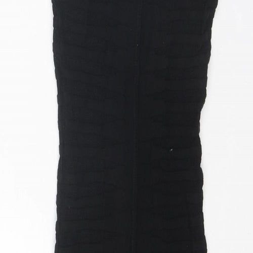 Bershka Womens Black Striped Viscose Bodycon Size XS Round Neck Pullover