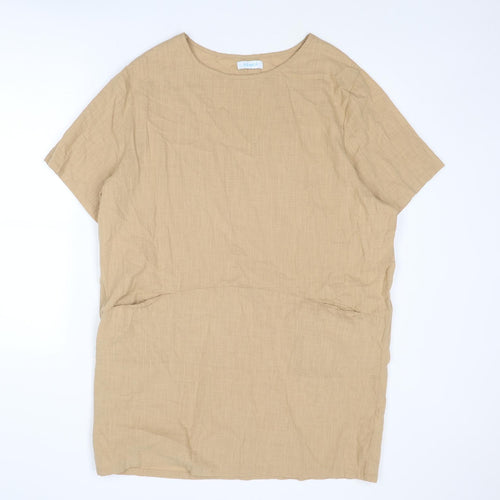 Blue Vanilla Womens Beige Cotton A-Line Size S Round Neck Pullover - Size S-M