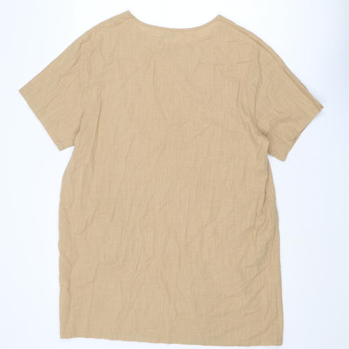 Blue Vanilla Womens Beige Cotton A-Line Size S Round Neck Pullover - Size S-M