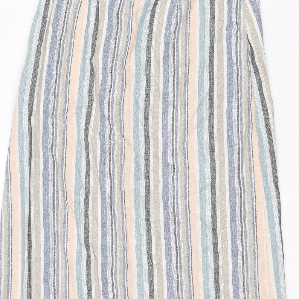 New Look Womens Multicoloured Striped Viscose A-Line Skirt Size 6 Button