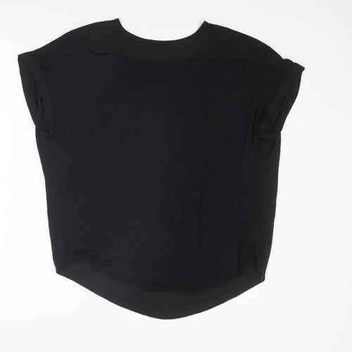 LOFT Womens Black Viscose Basic Blouse Size L Boat Neck