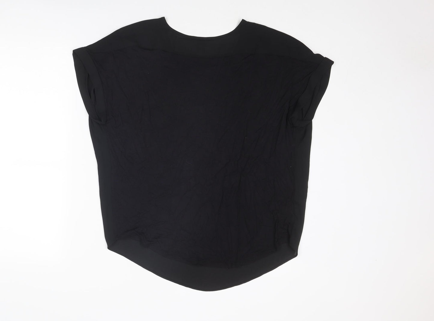 LOFT Womens Black Viscose Basic Blouse Size L Boat Neck