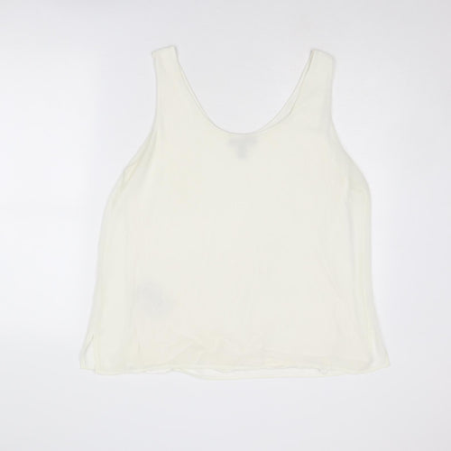 Mango Womens Ivory Polyester Basic Tank Size XL Scoop Neck