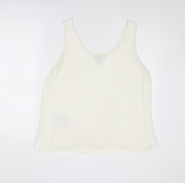 Mango Womens Ivory Polyester Basic Tank Size XL Scoop Neck