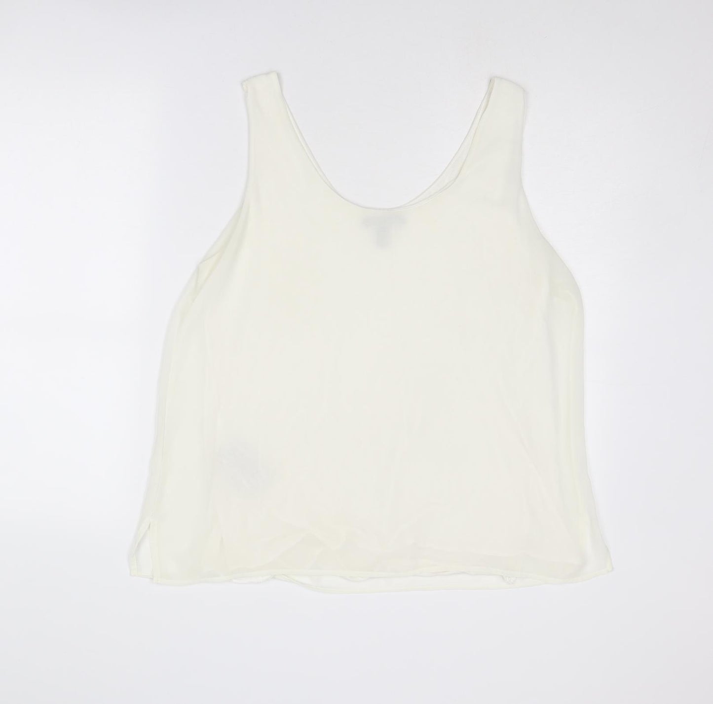 Mango Womens Ivory Polyester Basic Tank Size XL Scoop Neck