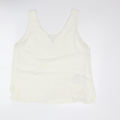 Mango Womens Ivory Polyester Basic Tank Size XL Scoop Neck