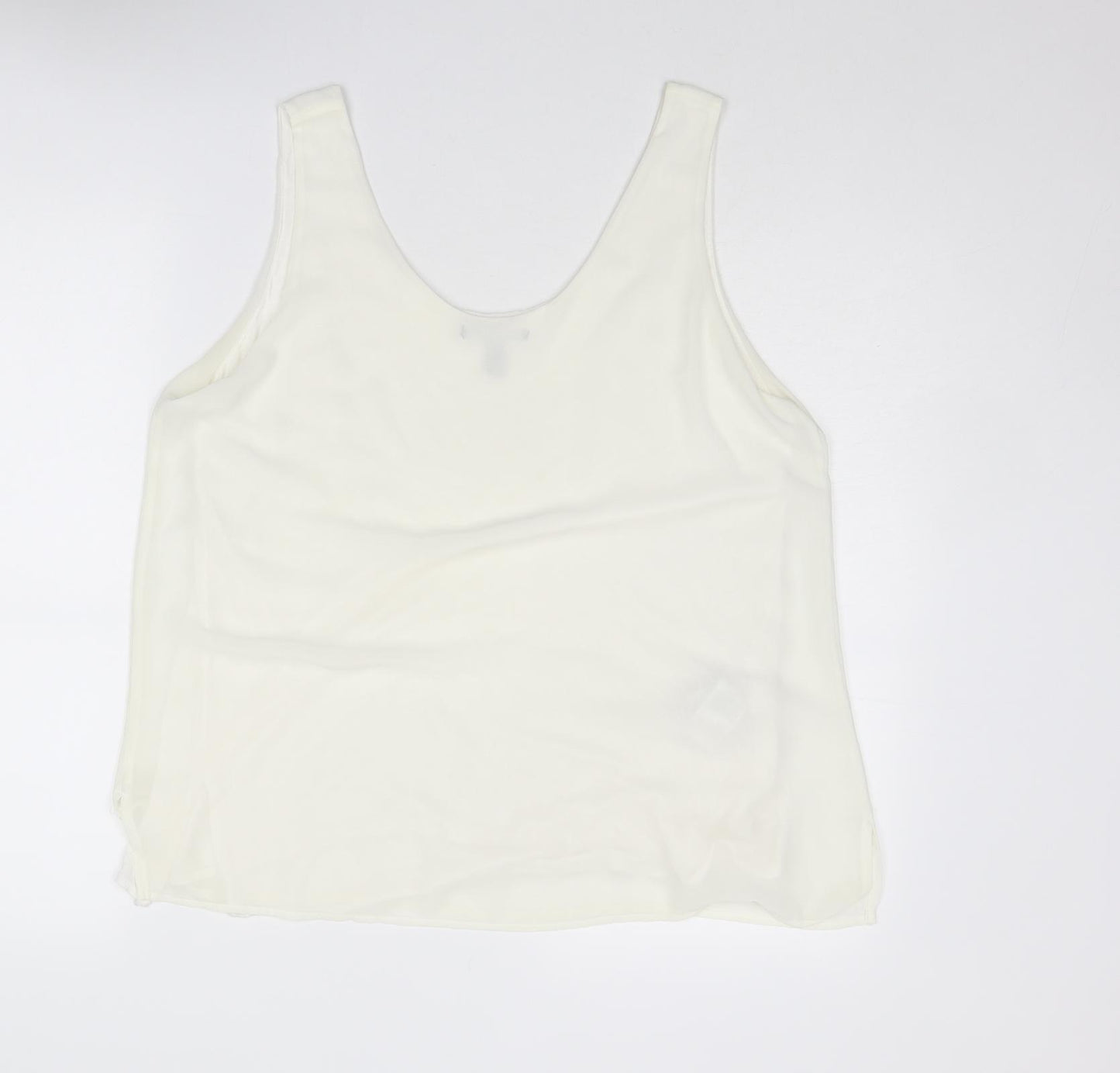 Mango Womens Ivory Polyester Basic Tank Size XL Scoop Neck