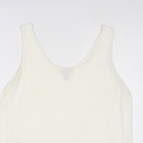 Mango Womens Ivory Polyester Basic Tank Size XL Scoop Neck