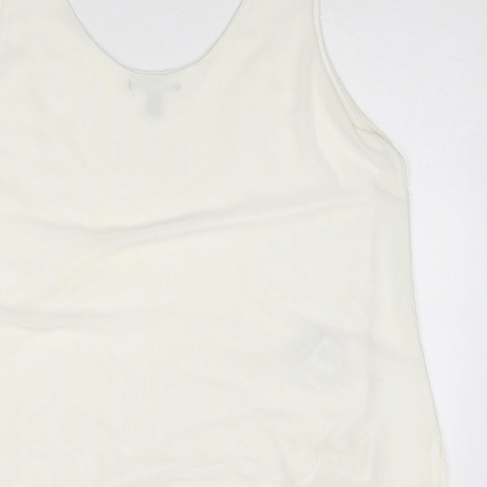 Mango Womens Ivory Polyester Basic Tank Size XL Scoop Neck