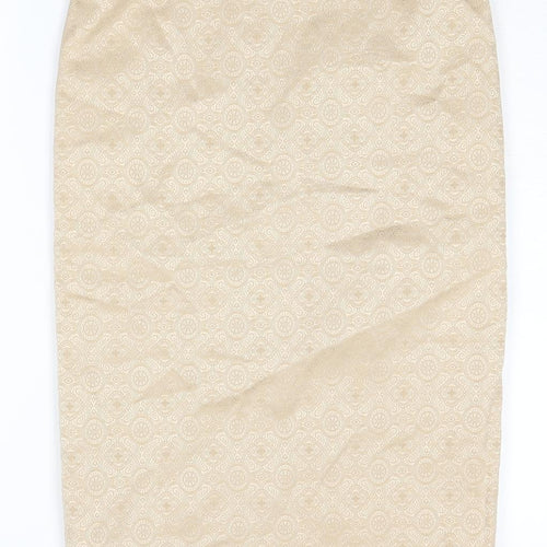 Coast Womens Gold Geometric Acetate Straight & Pencil Skirt Size 10 Zip