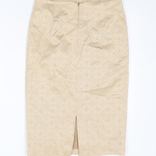 Coast Womens Gold Geometric Acetate Straight & Pencil Skirt Size 10 Zip