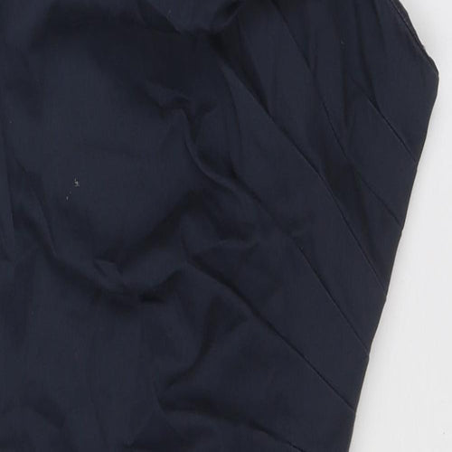 Warehouse Womens Blue Cotton Pencil Dress Size 10 Off the Shoulder Zip