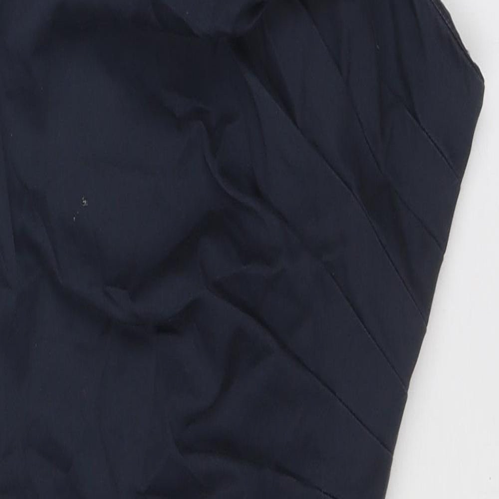 Warehouse Womens Blue Cotton Pencil Dress Size 10 Off the Shoulder Zip