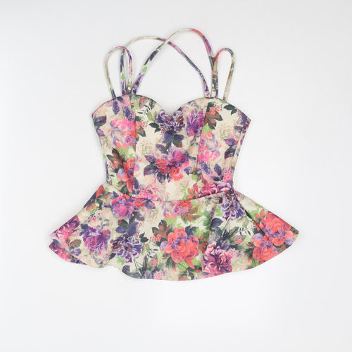 ASOS Womens Multicoloured Floral Polyester Camisole Tank Size 4 Sweetheart - Peplum