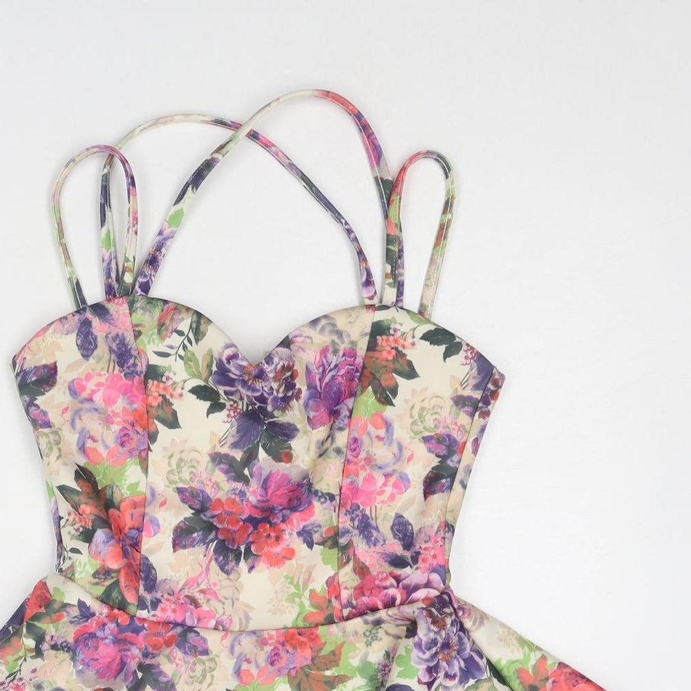 ASOS Womens Multicoloured Floral Polyester Camisole Tank Size 4 Sweetheart - Peplum