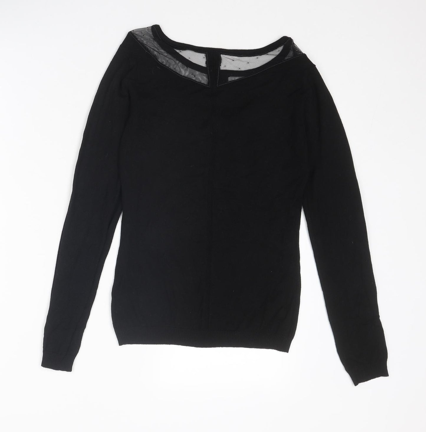GUESS Womens Black Boat Neck Viscose Pullover Jumper Size 12