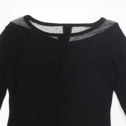 GUESS Womens Black Boat Neck Viscose Pullover Jumper Size 12