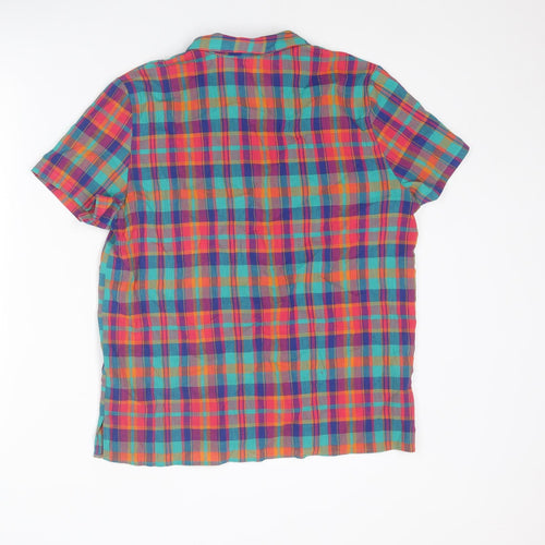 St Michael Womens Multicoloured Plaid Cotton Basic Button-Up Size 12 Collared