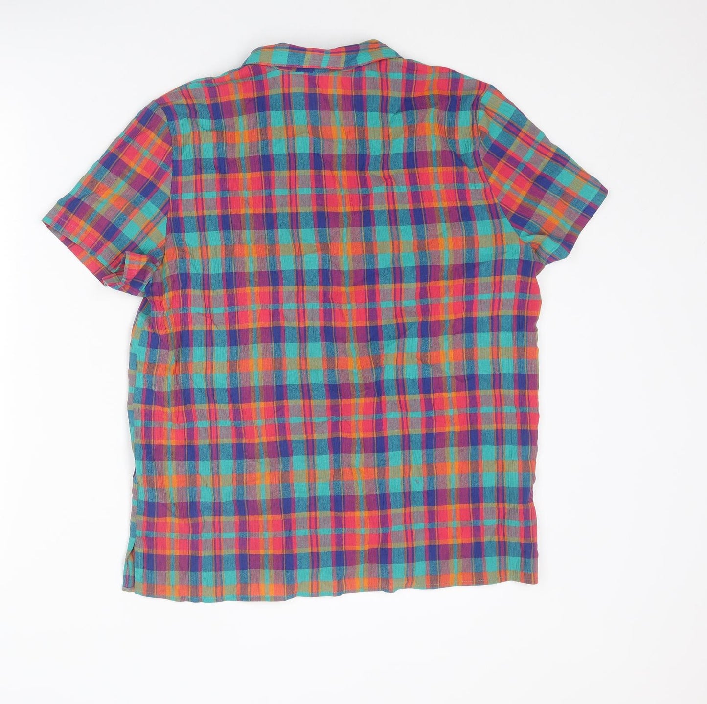 St Michael Womens Multicoloured Plaid Cotton Basic Button-Up Size 12 Collared