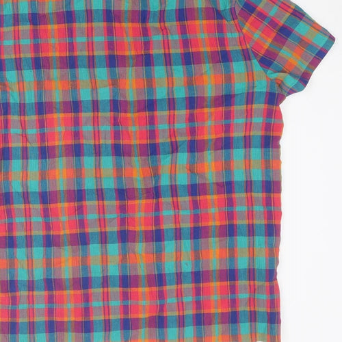 St Michael Womens Multicoloured Plaid Cotton Basic Button-Up Size 12 Collared