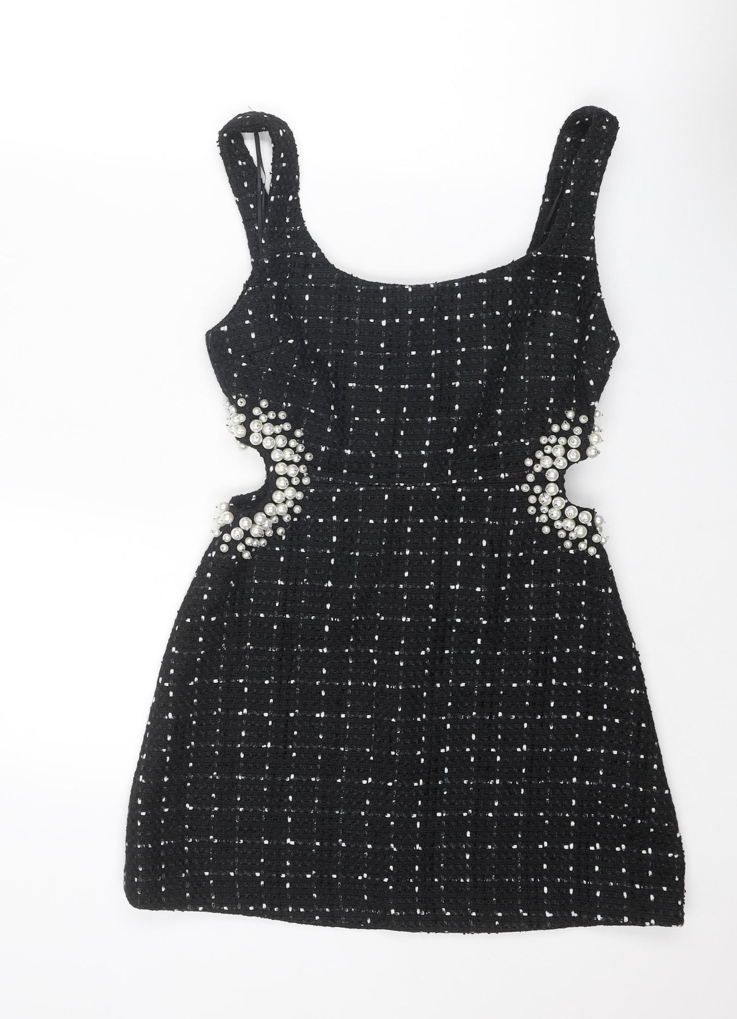 Zara Womens Black Polyester Mini Size S Round Neck Zip