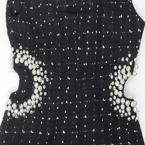 Zara Womens Black Polyester Mini Size S Round Neck Zip