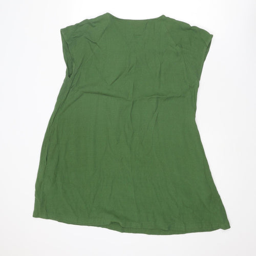 The Masai Womens Green Viscose A-Line Size M V-Neck Zip