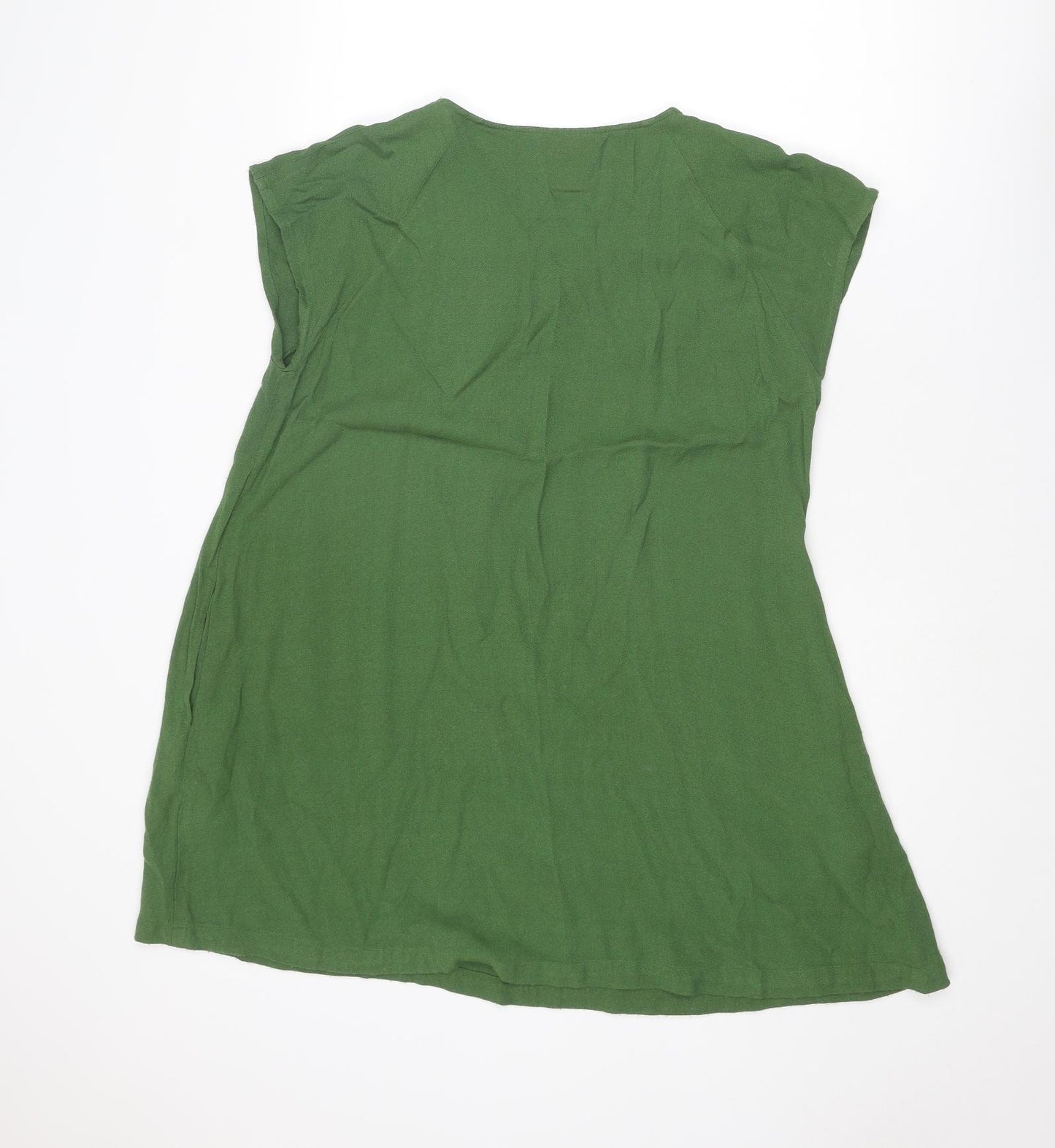 The Masai Womens Green Viscose A-Line Size M V-Neck Zip
