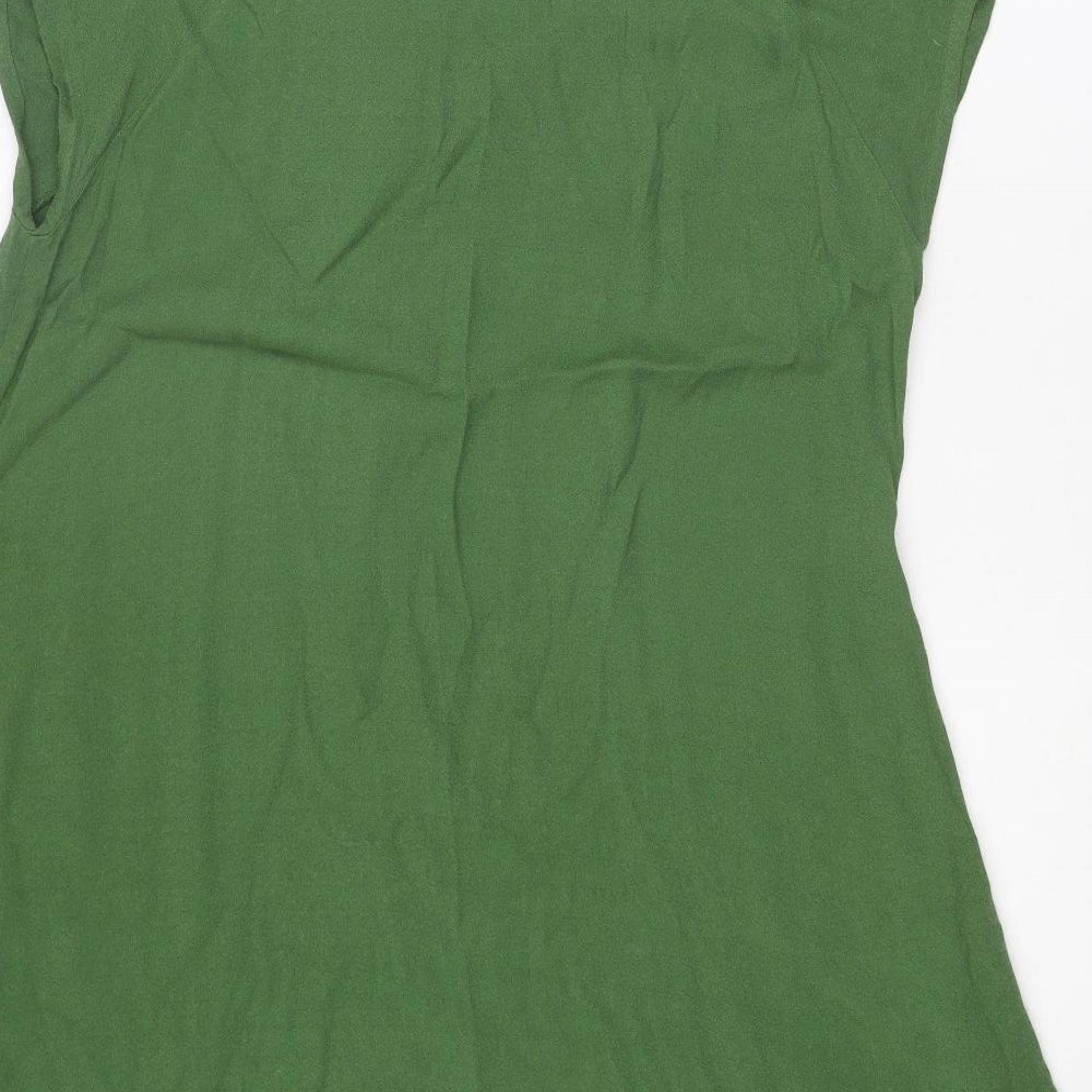 The Masai Womens Green Viscose A-Line Size M V-Neck Zip