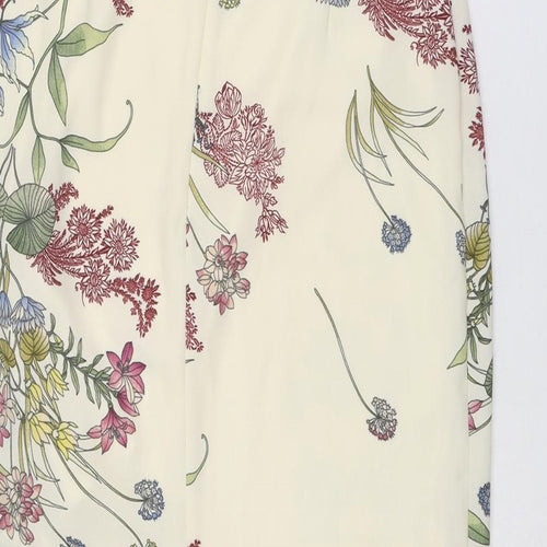River Island Womens Ivory Floral Polyester A-Line Skirt Size 8 Zip