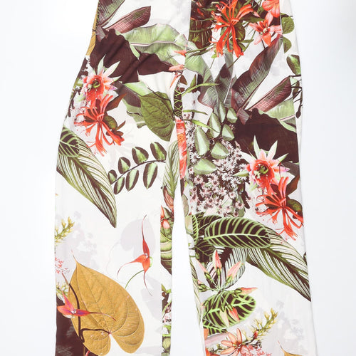 River Island Womens Multicoloured Floral Polyester Trousers Size 16 L32 in Regular