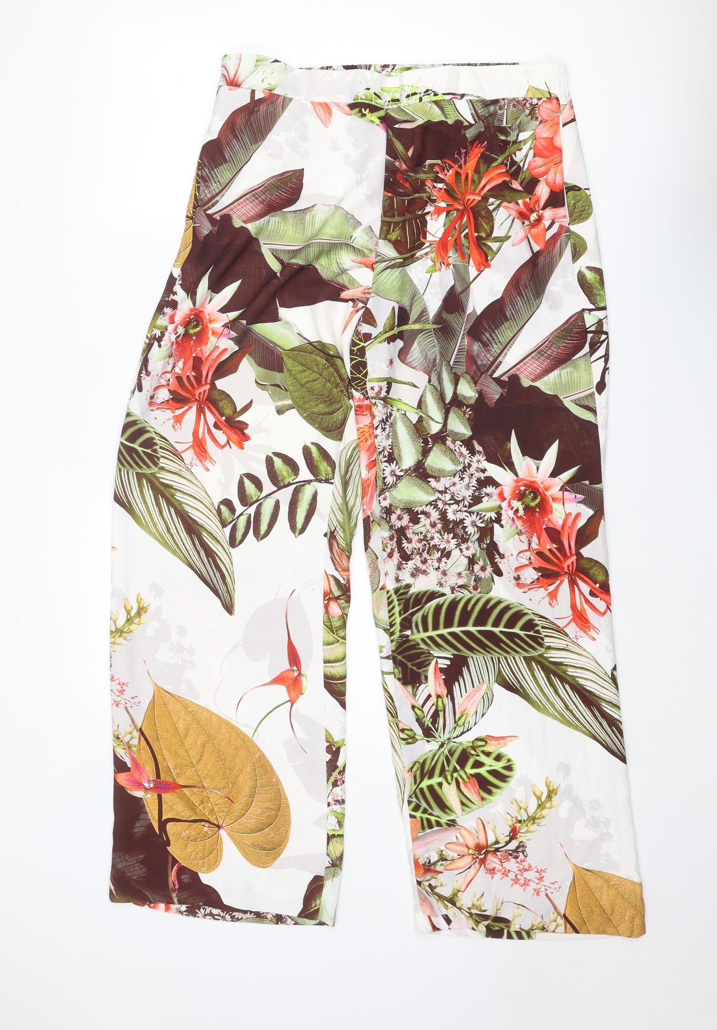 River Island Womens Multicoloured Floral Polyester Trousers Size 16 L32 in Regular